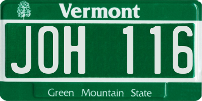 VT license plate JOH116