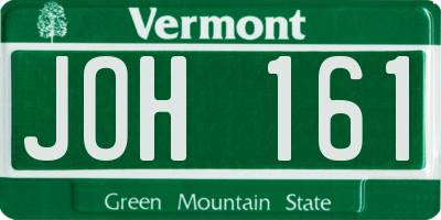 VT license plate JOH161
