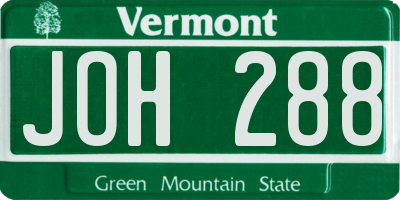 VT license plate JOH288