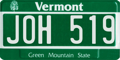 VT license plate JOH519