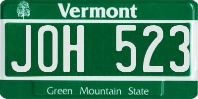 VT license plate JOH523