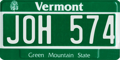VT license plate JOH574