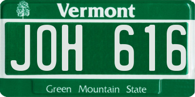 VT license plate JOH616