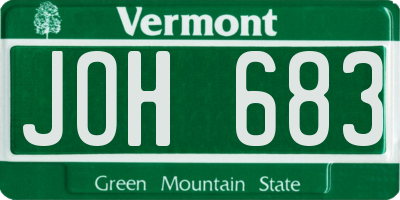 VT license plate JOH683