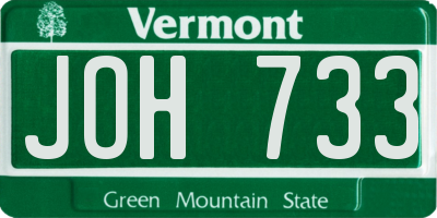 VT license plate JOH733