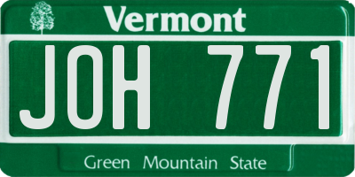 VT license plate JOH771