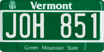 VT license plate JOH851