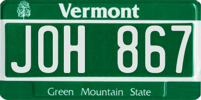 VT license plate JOH867