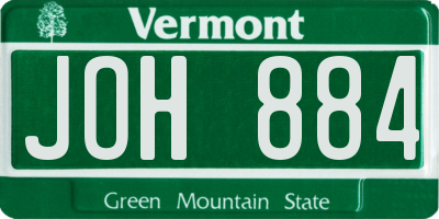 VT license plate JOH884