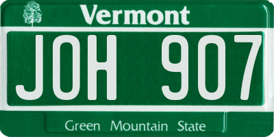 VT license plate JOH907