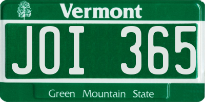 VT license plate JOI365