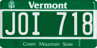 VT license plate JOI718