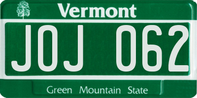 VT license plate JOJ062