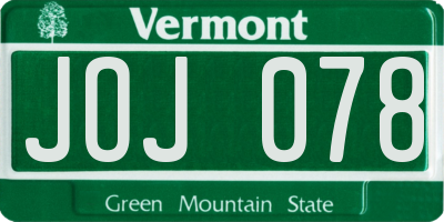 VT license plate JOJ078