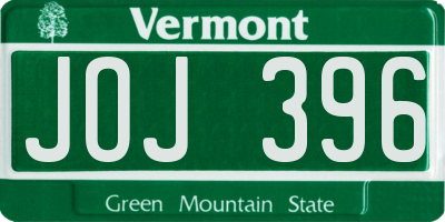 VT license plate JOJ396