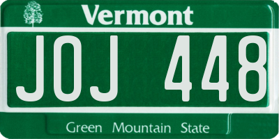 VT license plate JOJ448