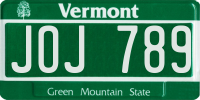 VT license plate JOJ789