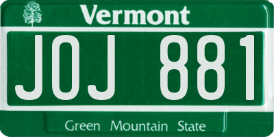 VT license plate JOJ881