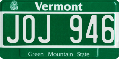 VT license plate JOJ946