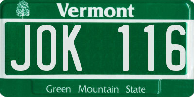 VT license plate JOK116