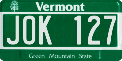VT license plate JOK127