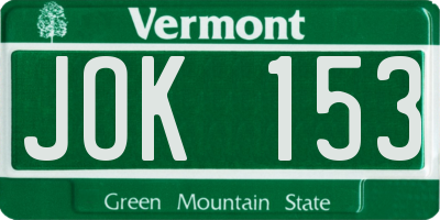 VT license plate JOK153