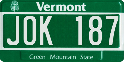 VT license plate JOK187