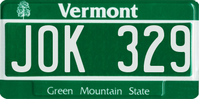VT license plate JOK329