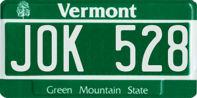 VT license plate JOK528