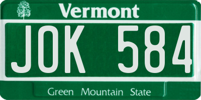 VT license plate JOK584
