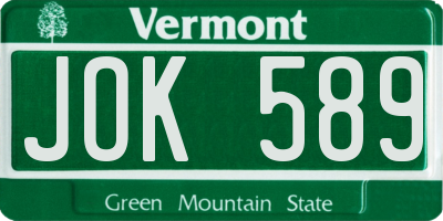 VT license plate JOK589