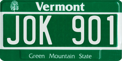 VT license plate JOK901