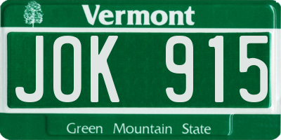 VT license plate JOK915