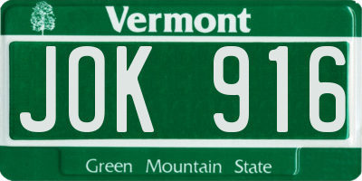 VT license plate JOK916