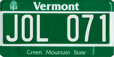 VT license plate JOL071