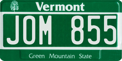 VT license plate JOM855