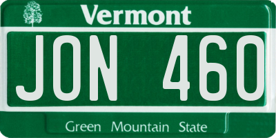 VT license plate JON460