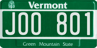 VT license plate JOO801