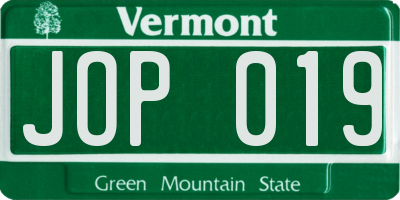VT license plate JOP019
