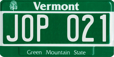 VT license plate JOP021