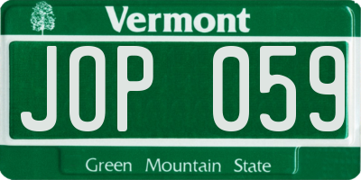 VT license plate JOP059