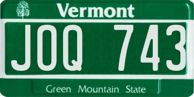 VT license plate JOQ743