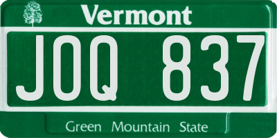 VT license plate JOQ837