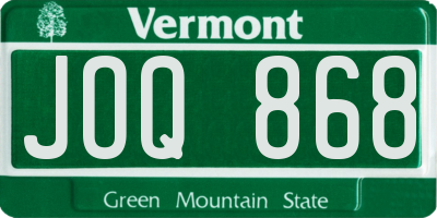 VT license plate JOQ868