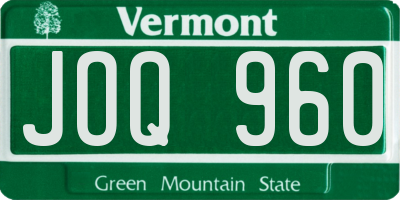 VT license plate JOQ960