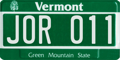 VT license plate JOR011