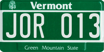 VT license plate JOR013
