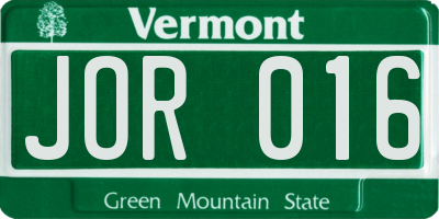 VT license plate JOR016