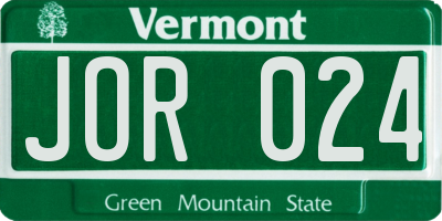 VT license plate JOR024