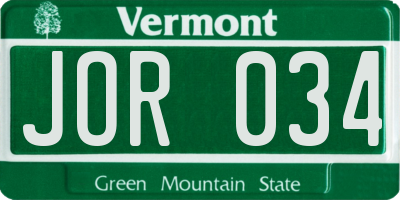 VT license plate JOR034